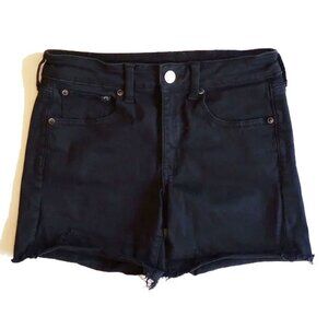 American Eagle Raw-Hem Roll Up Jean Shorts 6 Black 6"  - 50off3